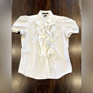 Ralph Lauren White Ruffle Blouse